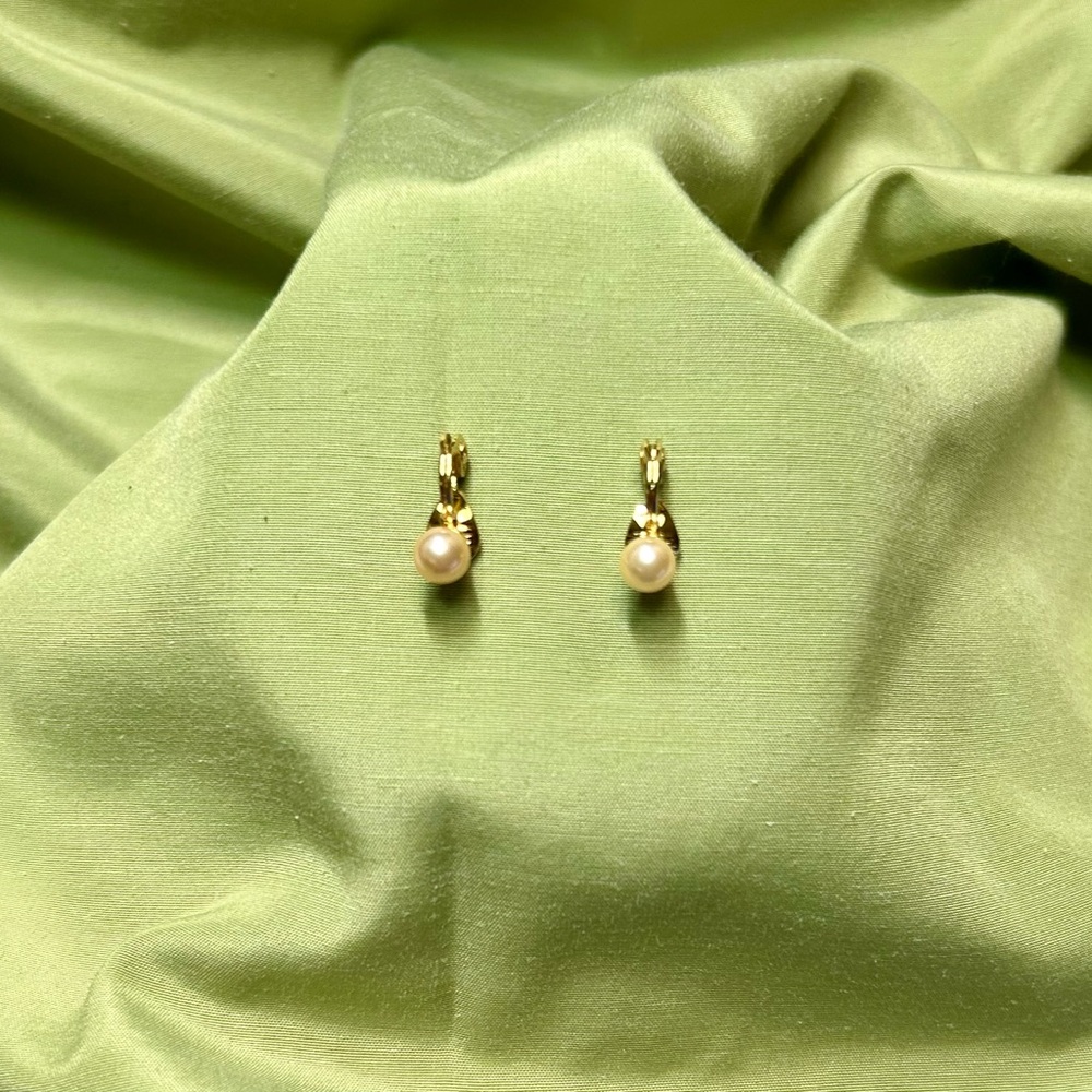 Vintage Monet Round Faux Pearl Earrings
